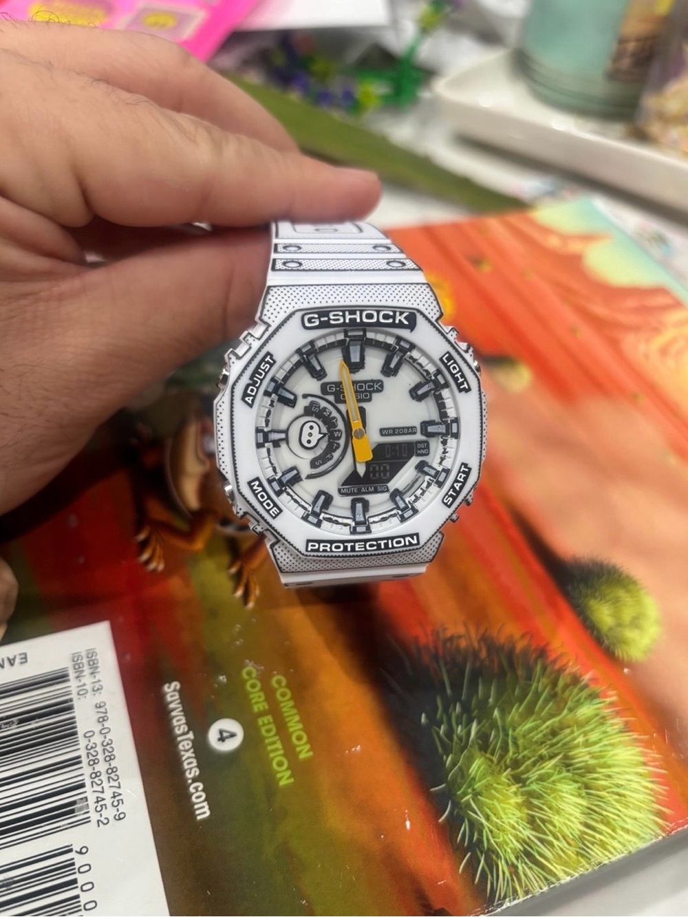 G-Shock White Resin Watch with Black Markings and Yellow Accent - Picture 2 of 5